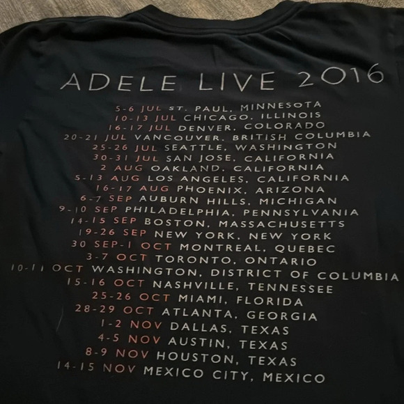 Adele 2016 black short sleeve concert T shirt size small - Picture 4 of 6
